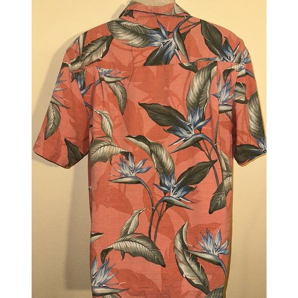 Jamaica Jaxx Men's Coral Palm Bird's of Paradise Hawaiian Short Sleeve Shirt M - Picture 3 of 4